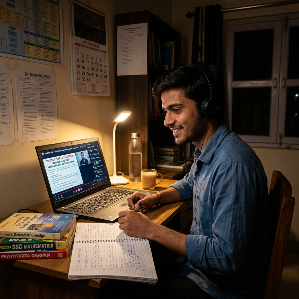 Student studying for SSC in Satna