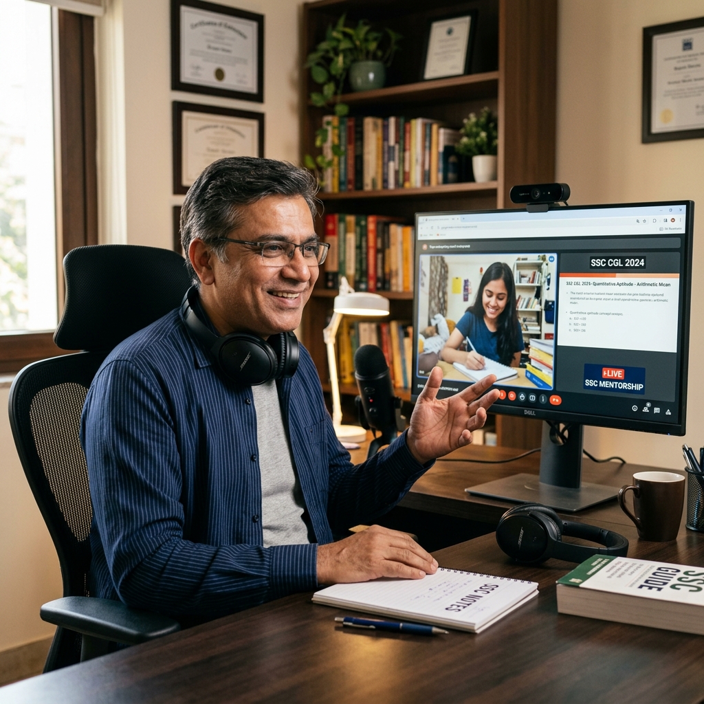 Mentor guiding a student online